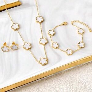 3pcs 18K Gold Plated Stainless Steel High-End Elegant Dual-Sided